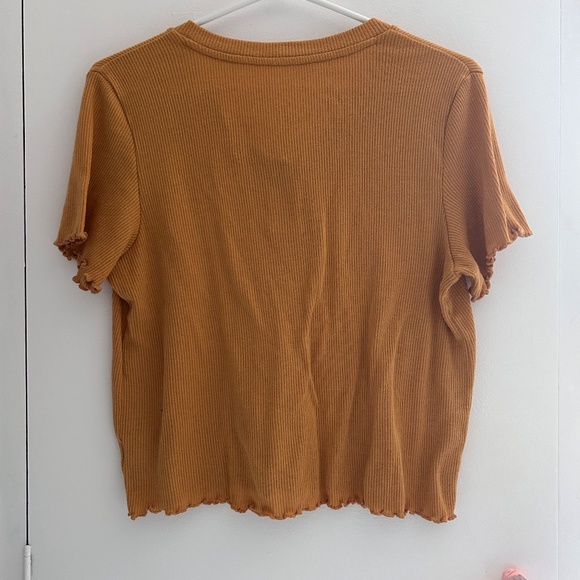 Mustard Yellow Ribbed Button Tee - Picture 3 of 3